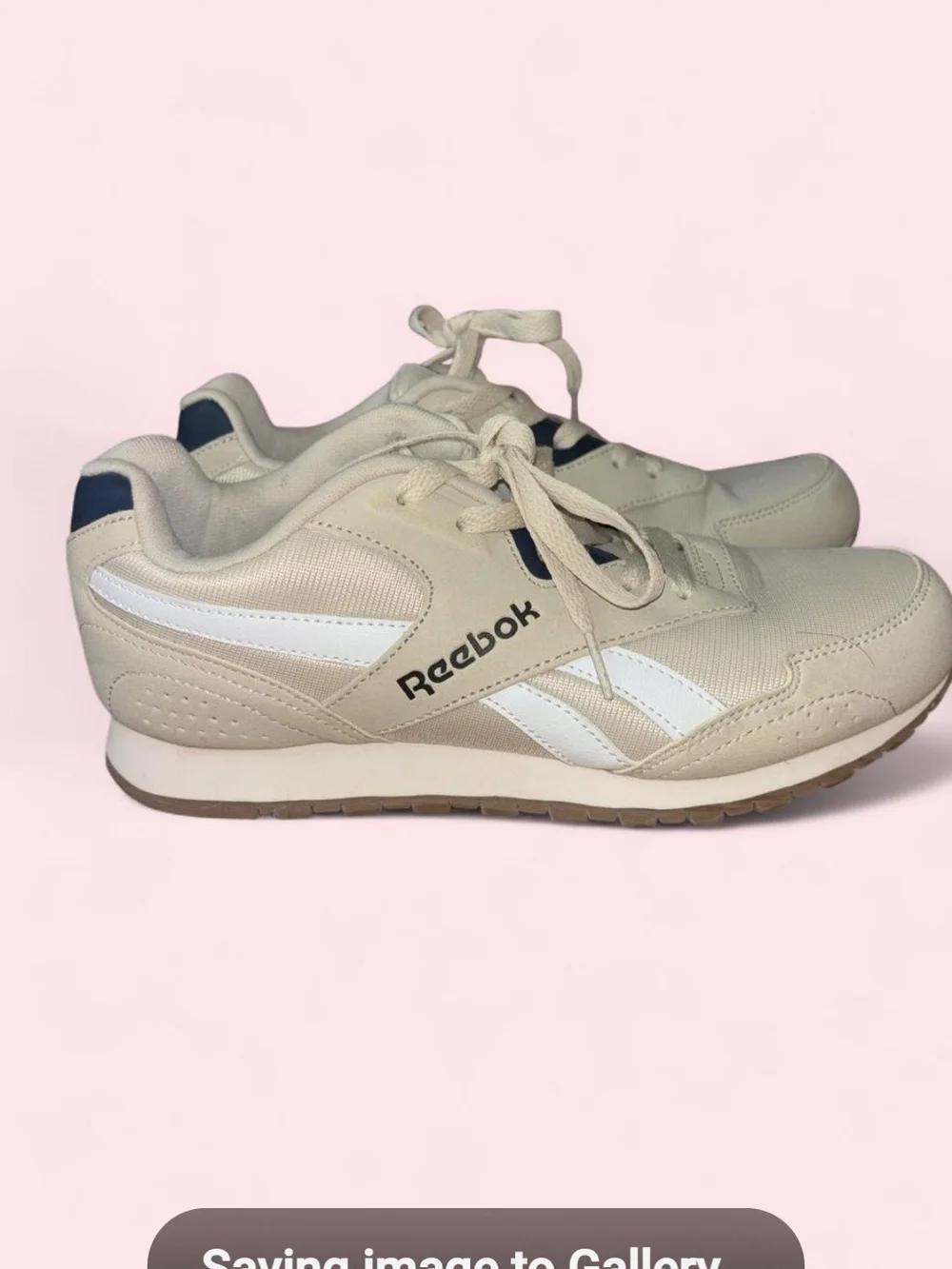 Reebok Classic Beige White/Navy Blue Sneakers Size 5B